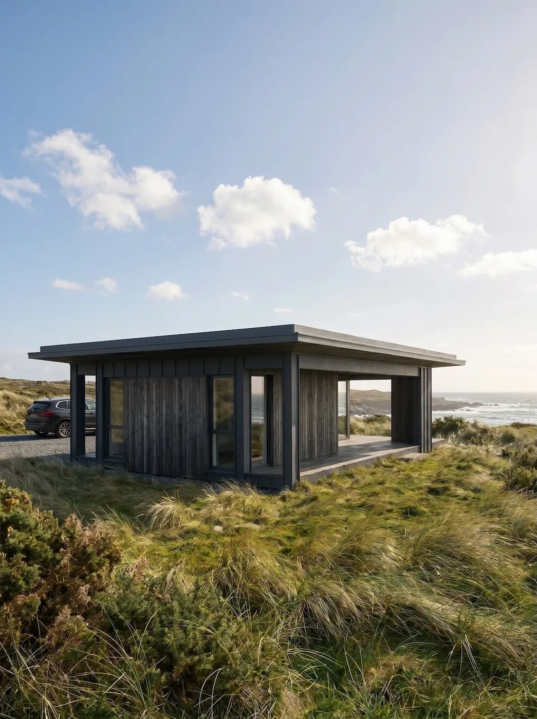 The Coast, a weather-aware modular home on an exposed coastal site.