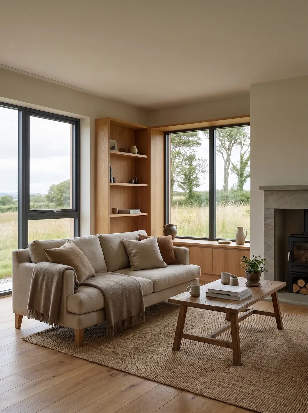 The Meadow living room in natural daylight.